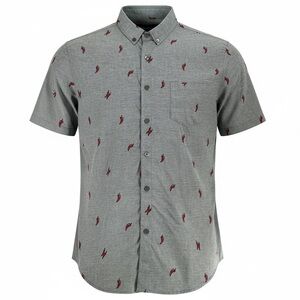 Men's Casual Gray Shirt with Red Chile Pattern